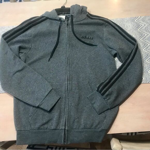 NWOT Adidas Men's Essentials 3 Stripe Full-Zip Hooded Track Top - Picture 11 of 11